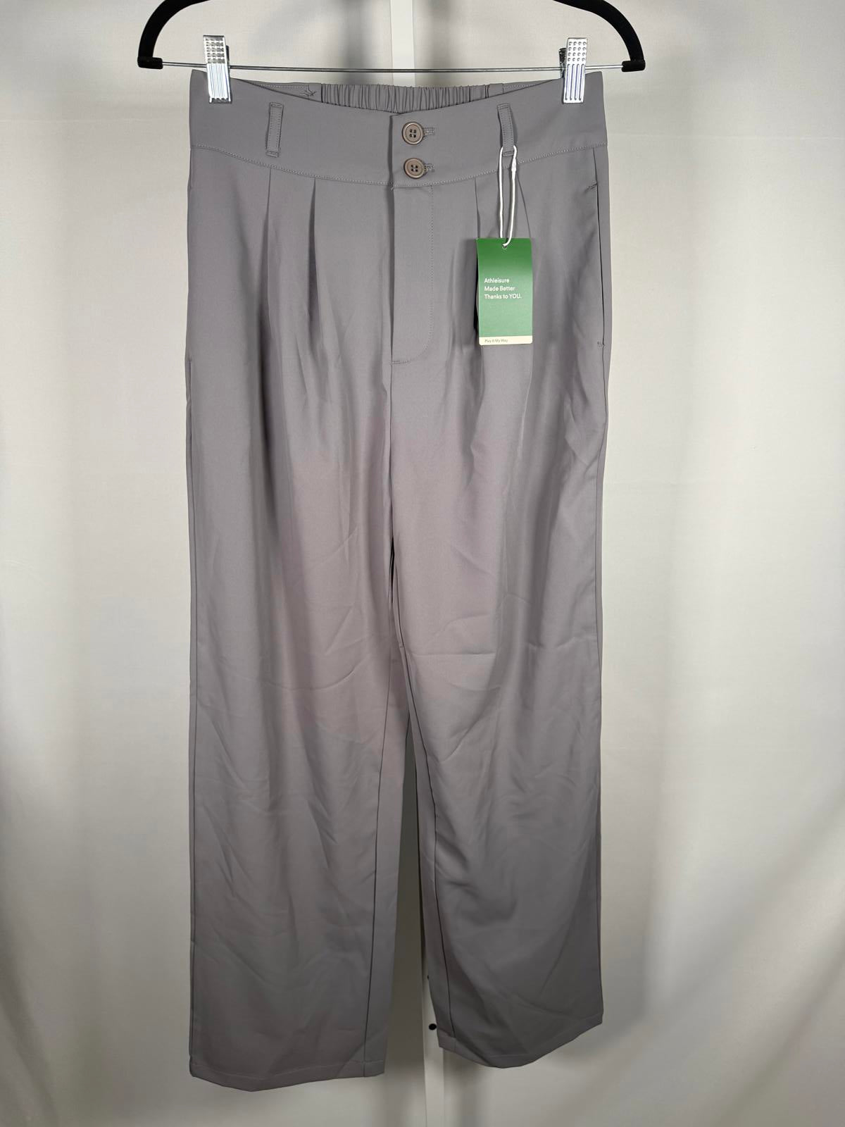 NWT Halara High Waisted Zipper Pocket Shirred Straight Leg Work Pants Size Small