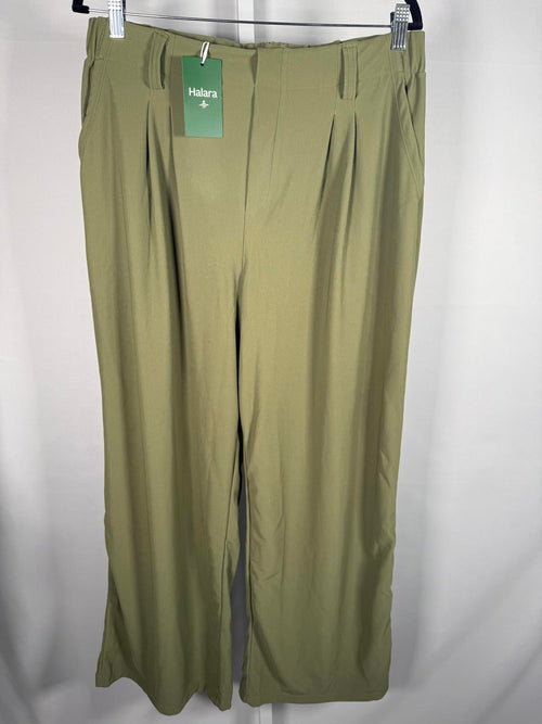 NWT Halara Flex High Waisted Pocket Wide Leg Micro Waffle Work Pants Mosstone XL