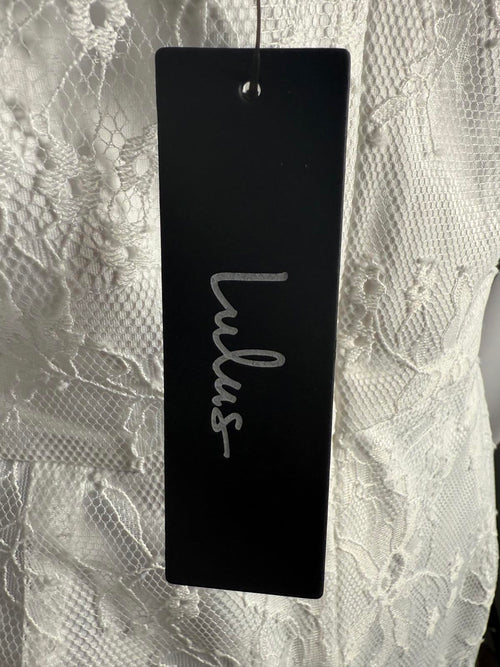 Lulus Elaborate Love White Lace Bustier Tiered High-Low Maxi Dress Size M