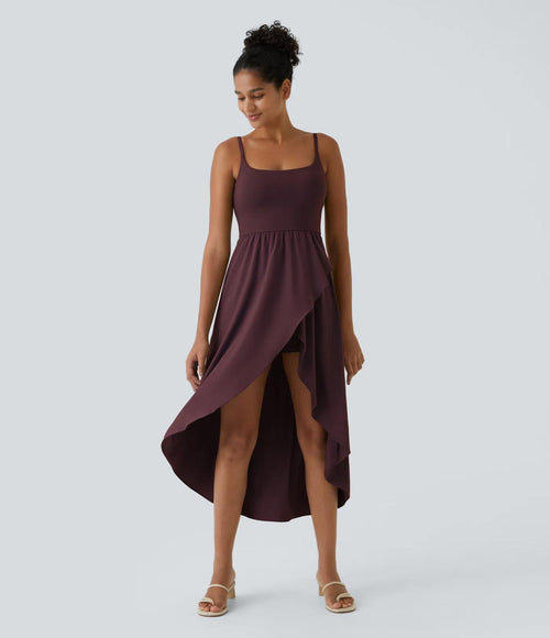 NWT Halara Breezeful High Low 2 Piece Pocket Flowy Midi Casual Dress Amaranth -M