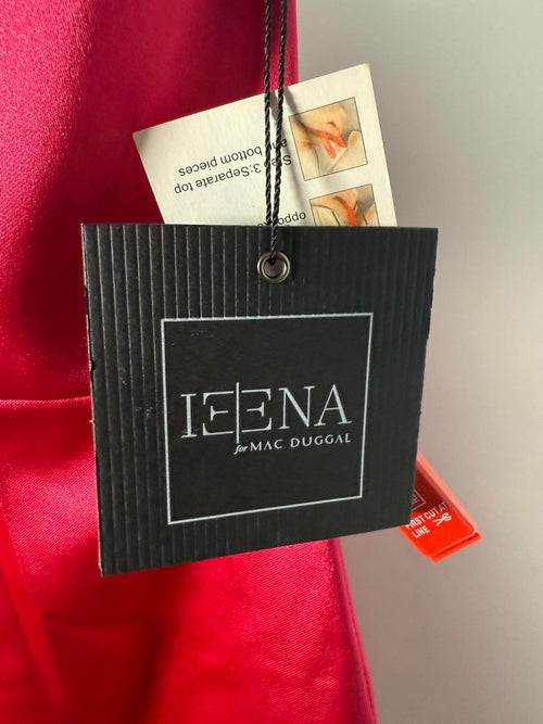 NWT Mac Duggal Apparel  Candy Pink Rhinestone Strap Satin Mini Dress Size 2