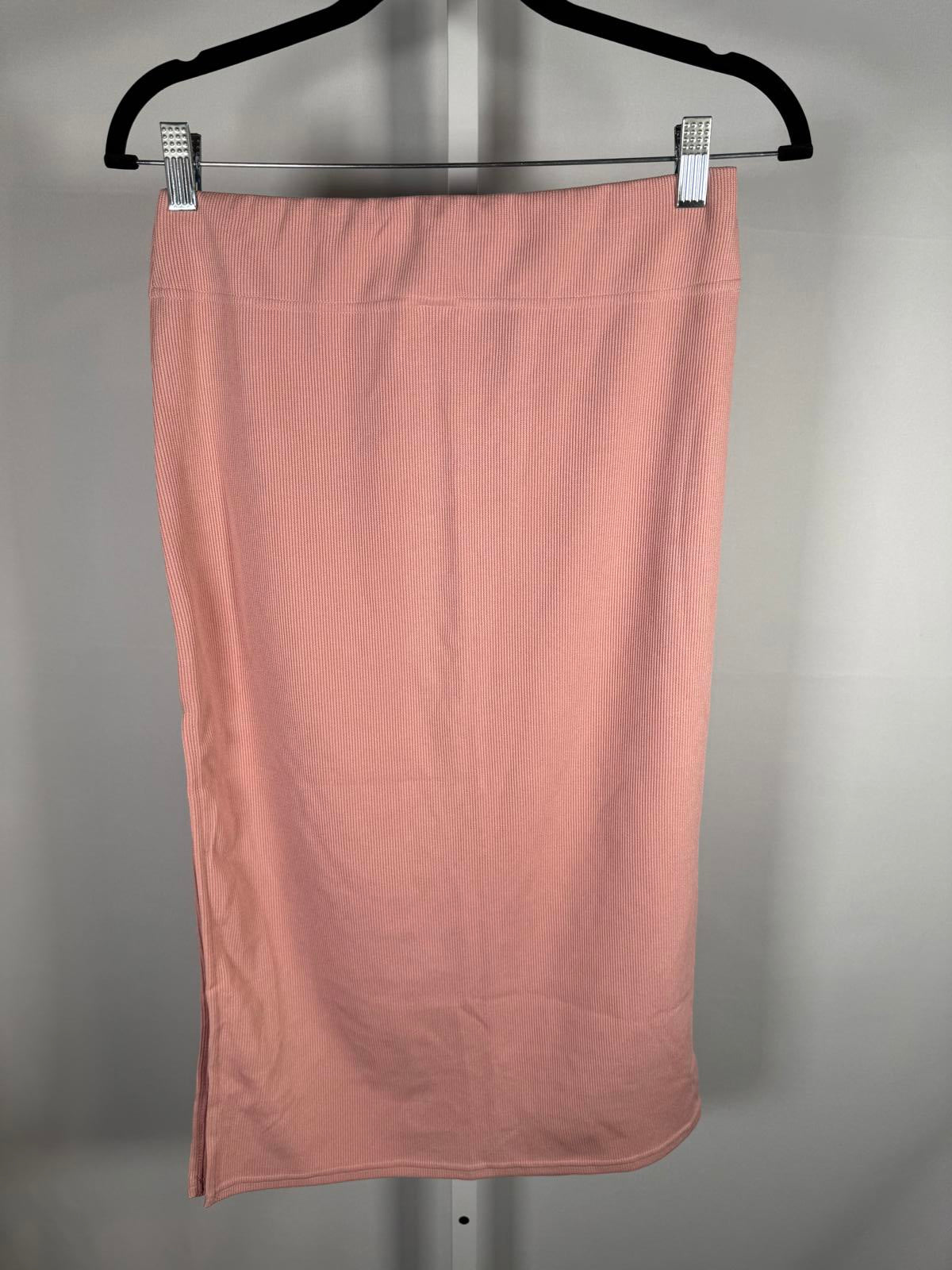 NWT Halara Ribbed High Waisted Bodycon Midi Casual Skirt Mellow Rose Size Medium