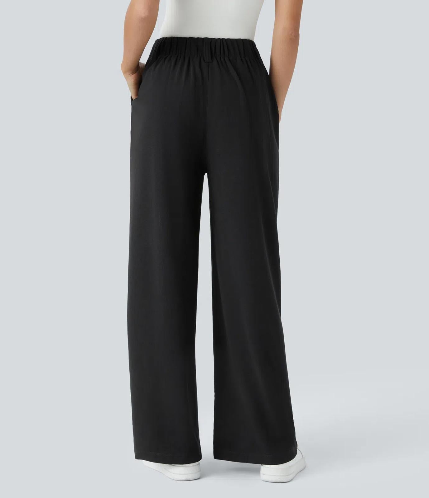 NWT Halara Flex™ High Waisted Pocket Wide Leg Waffle Work Pants, Size Large