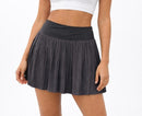 NWT Halara Pleated Athletic Skirt Gray Tennis Skirt Back Zip Pocket Size Large