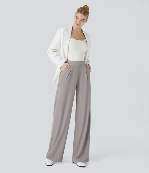 NWT Halara Flex Body Sculpt Waist-Slimming Wide Leg Micro Waffle Pant Small Tall