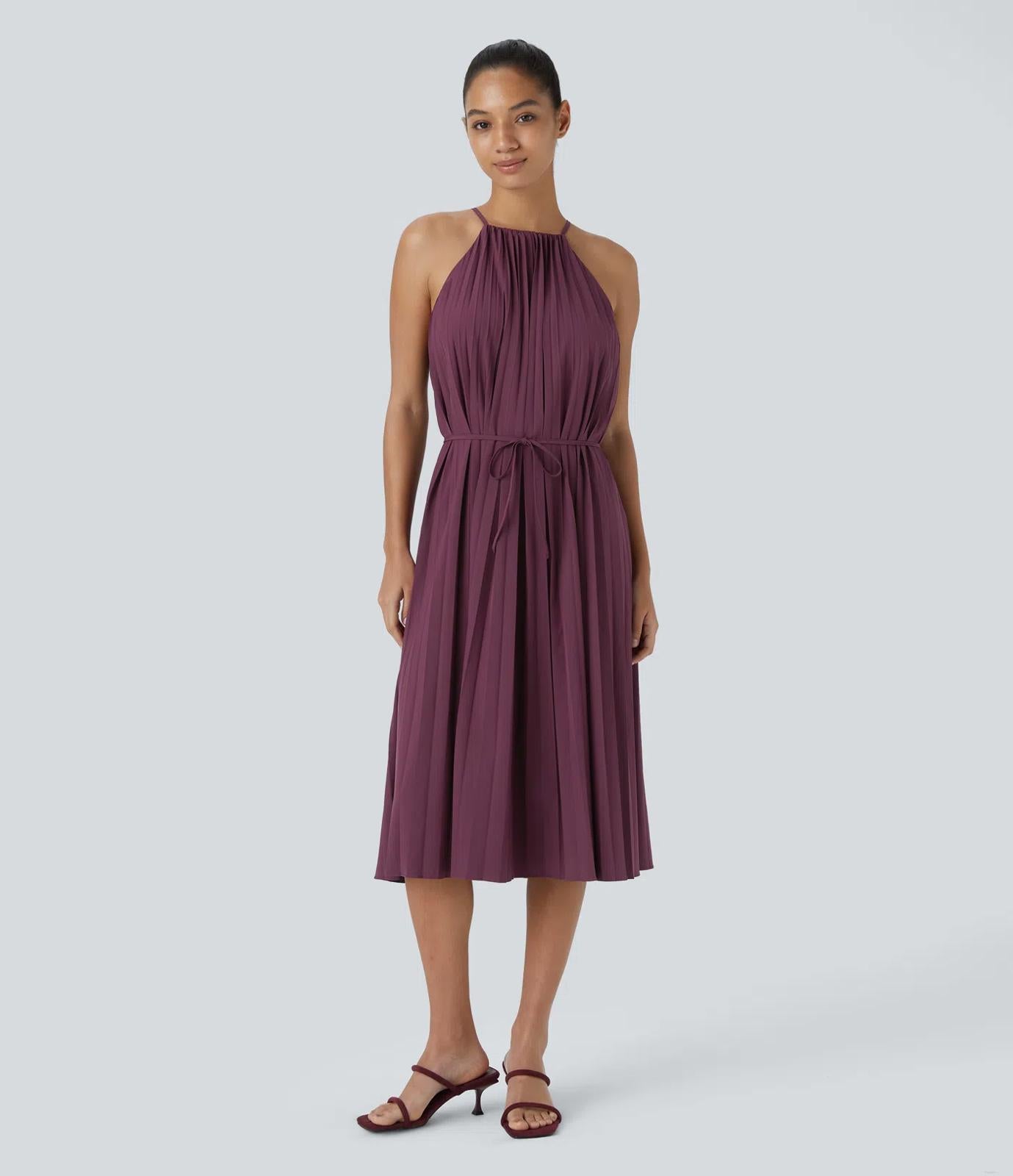 NWT Halara Breezeful Halter Tie Back Sleeveless Midi Casual Dress Size Large