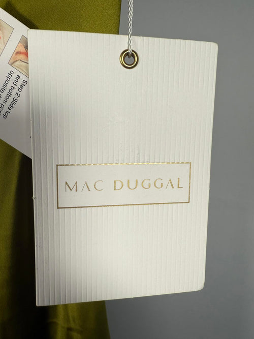 NWT Mac Duggal Apparel Chartreuse Spaghetti Strap Charmeuse Slip Dress Size 0