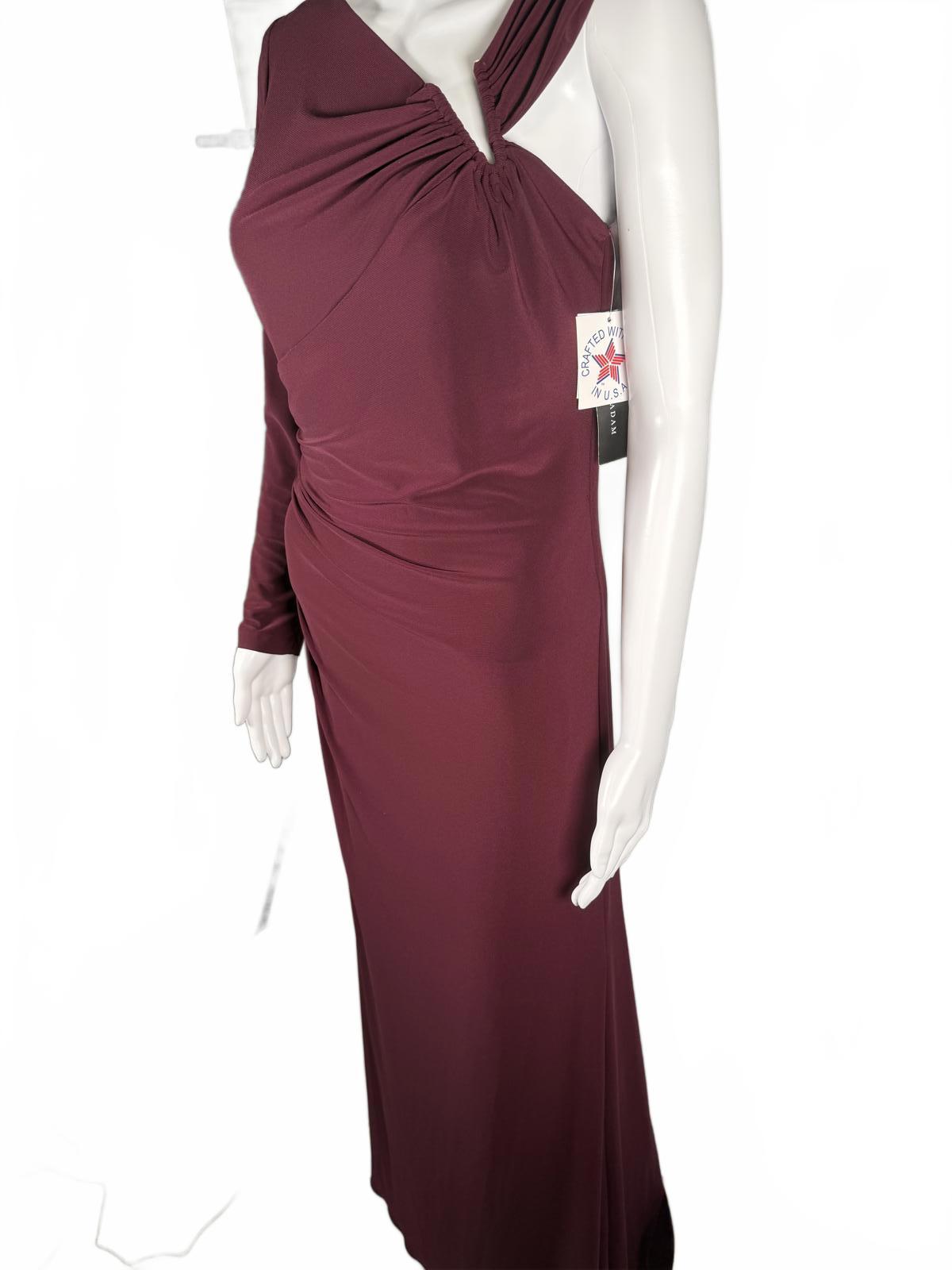 Betsy & Adam Women's Red Asymmetric Ruched Gown Dress Size 8