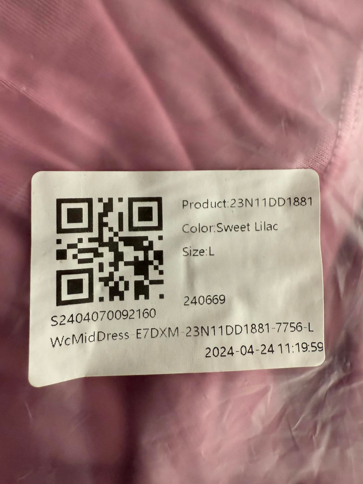 NWT Halara Ribbed Cowl Neck Lace Up Midi Dress Sweet Lilac L