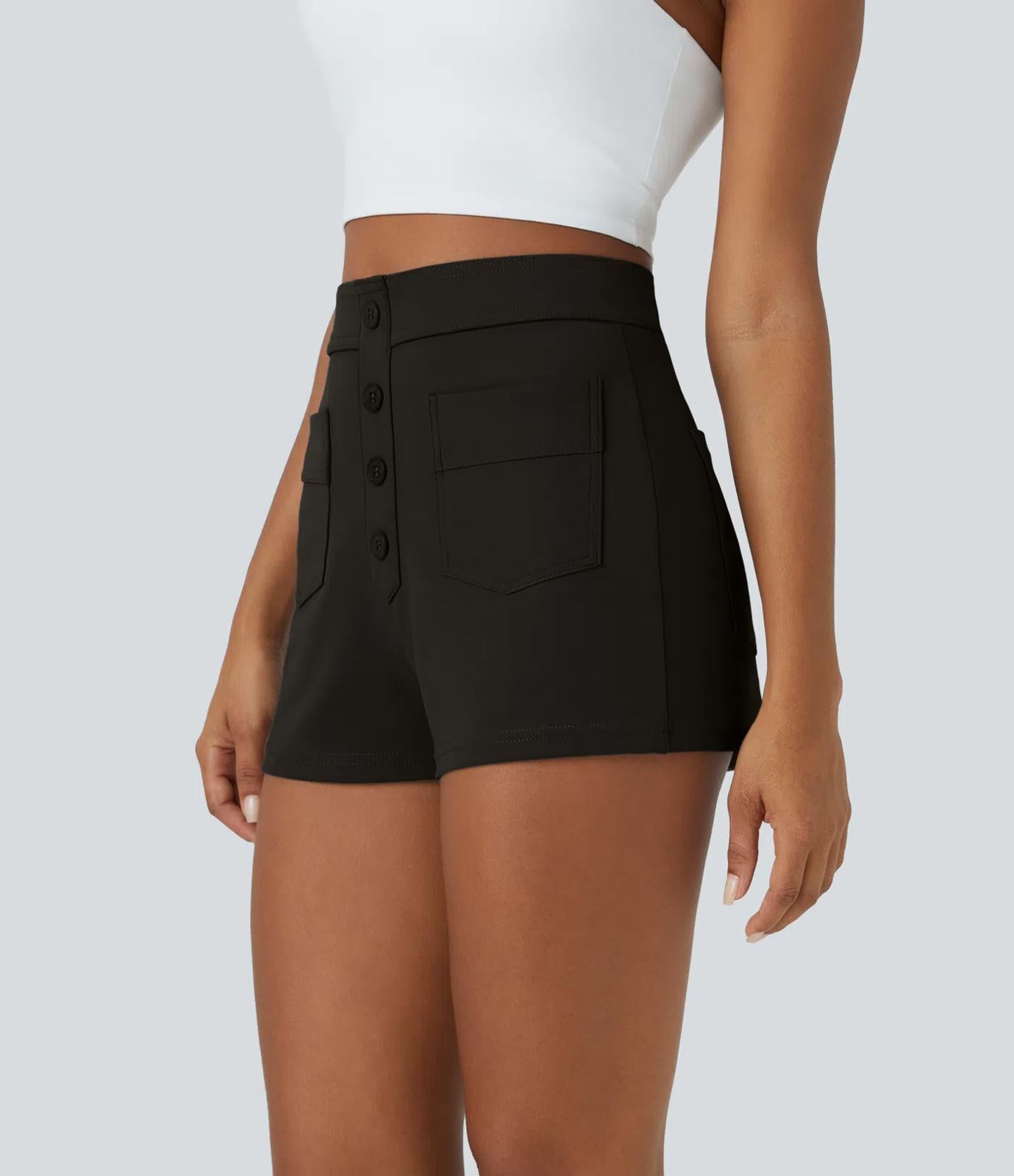 NWT Halara High Waisted Pockets Casual Shorts 2.5'' Black S