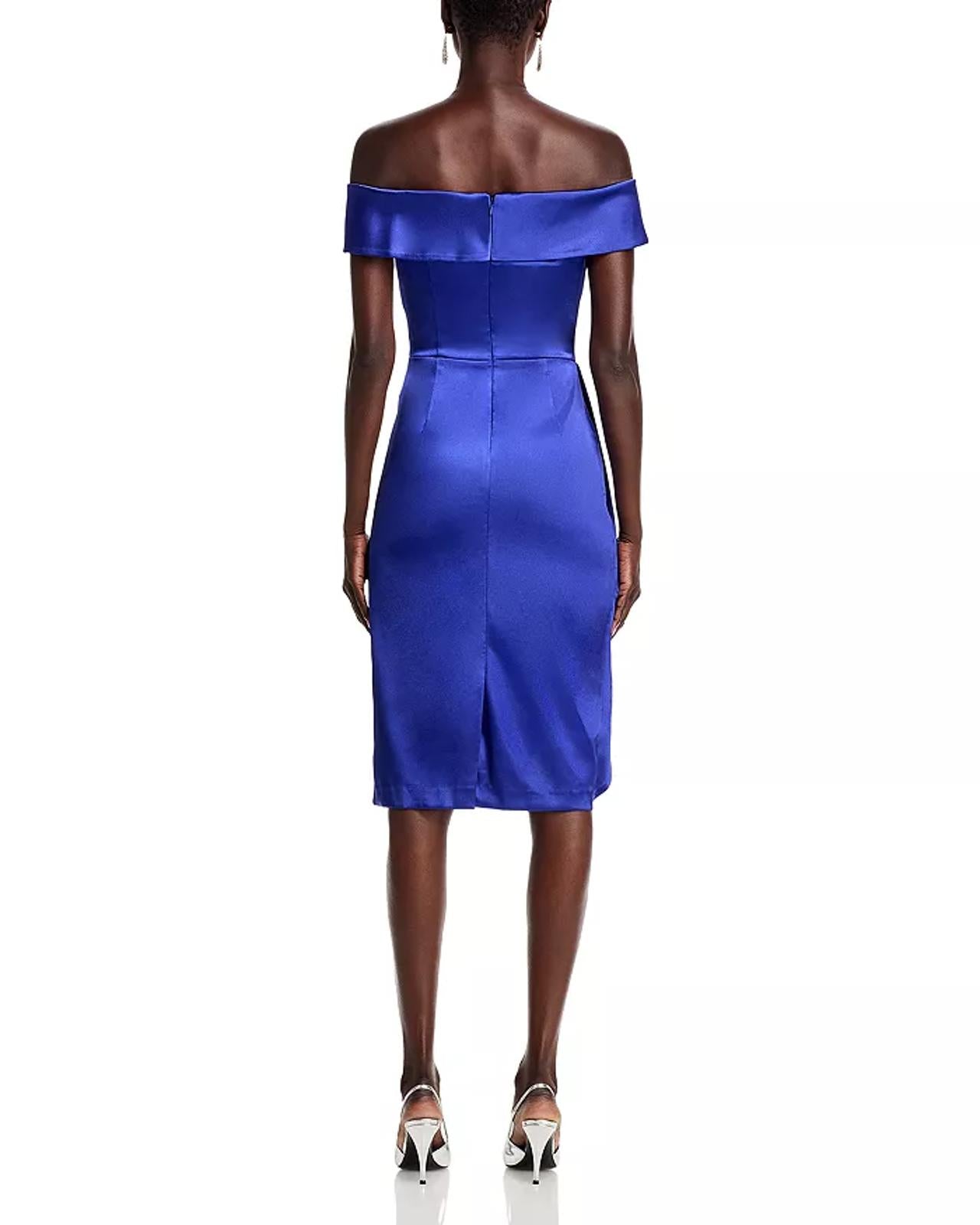 NWT Eliza J Satin Off-the-Shoulder Cocktail Dress Size 6