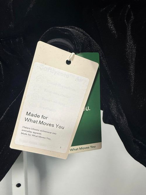 NWT Halara Deep V Neck Long Sleeve Ruffled Hem Velvet Mini Chill Dress Black L