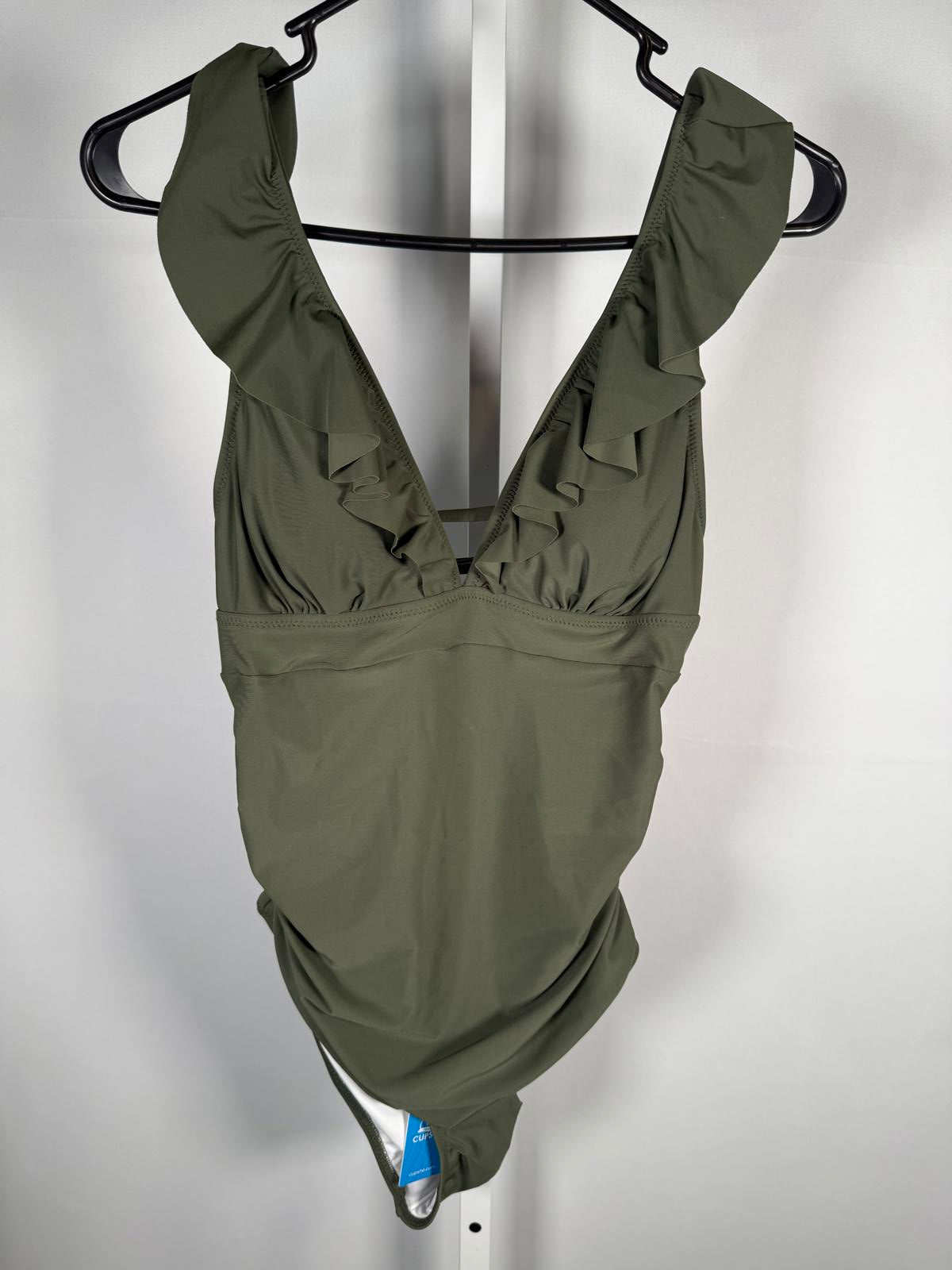 NWT Cupshe Women's Moss Green Ruffled One-Piece Swimsuit Size M