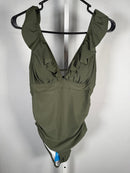 NWT Cupshe Women's Moss Green Ruffled One-Piece Swimsuit Size M