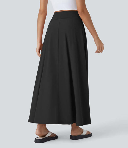 NWT Halara Breezeful High Waisted Pocket 2-in-1 Flowy Casual Maxi Skirt Black L