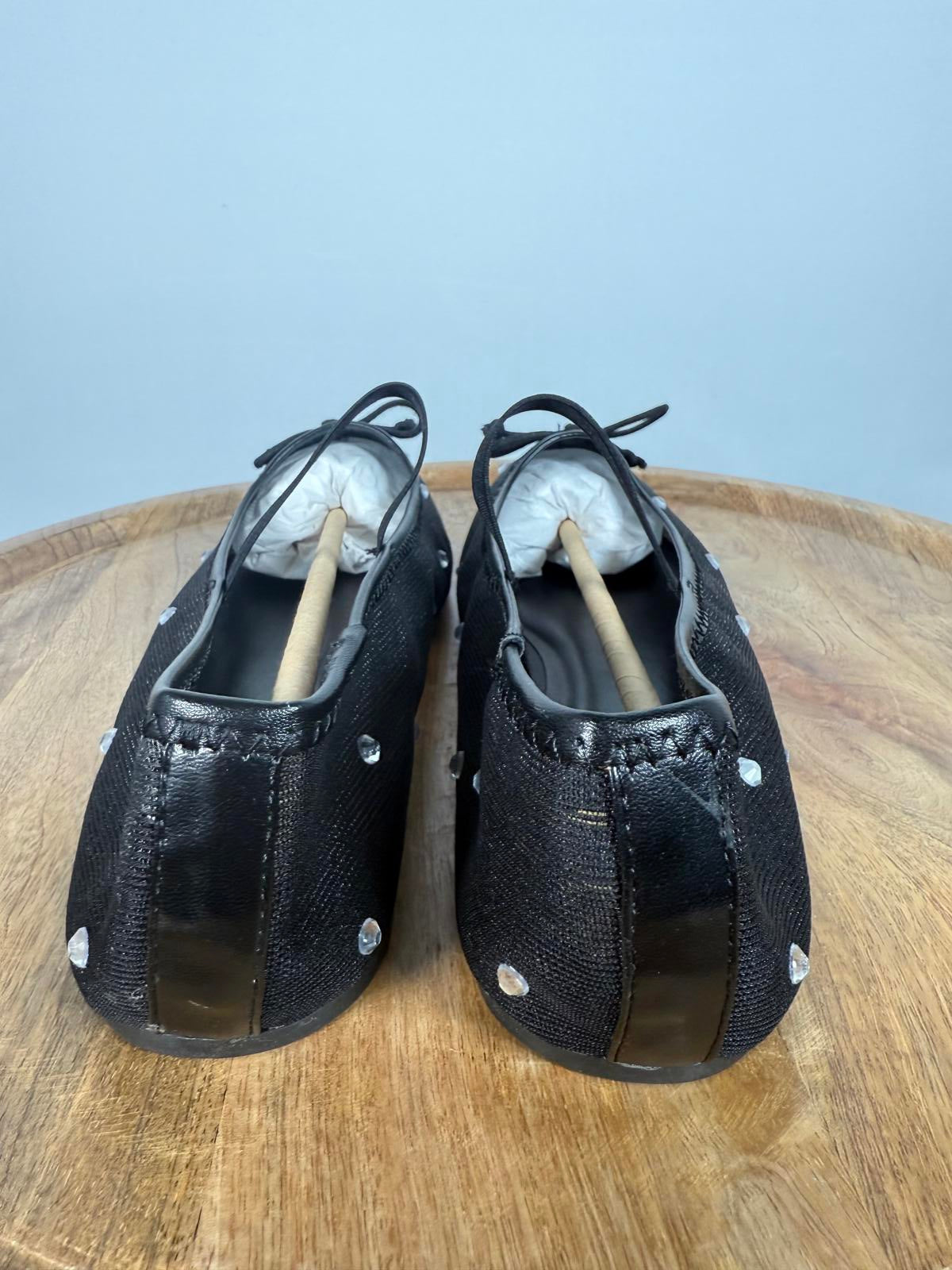 Lulus Miliah Black Mesh Rhinestone Ballet Flats - 11 NWB