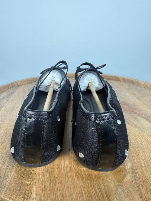 Lulus Miliah Black Mesh Rhinestone Ballet Flats - 11 NWB
