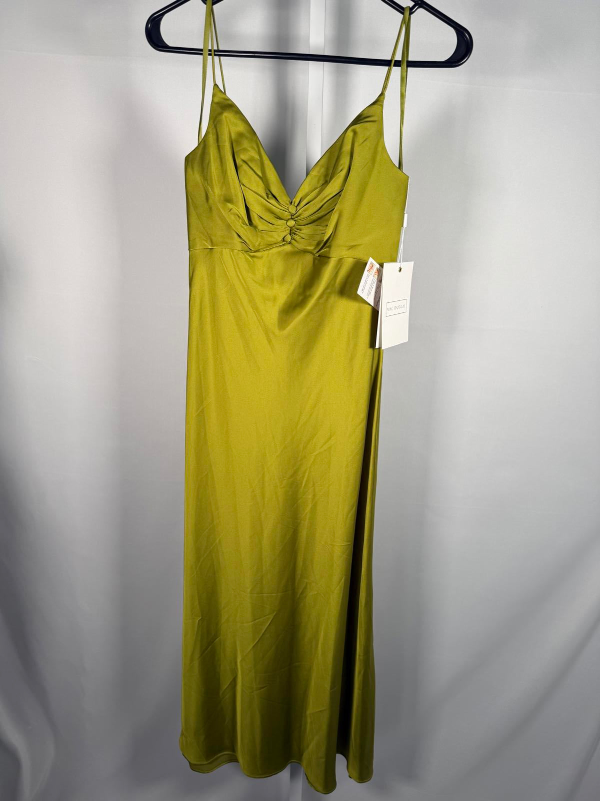 NWT Mac Duggal Apparel Green Spaghetti Strap Charmeuse Slip Dress Size 0