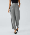 NWT Halara High Waisted Zipper Pocket Shirred Straight Leg Work Pants Size Small
