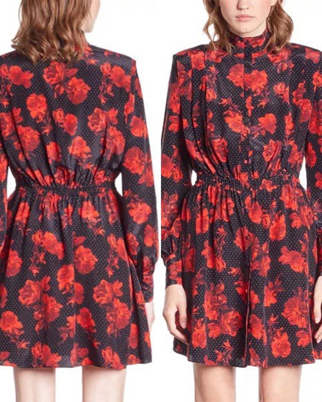 The Kooples Dots & Roses 100% Silk Dress Size US XS NWT