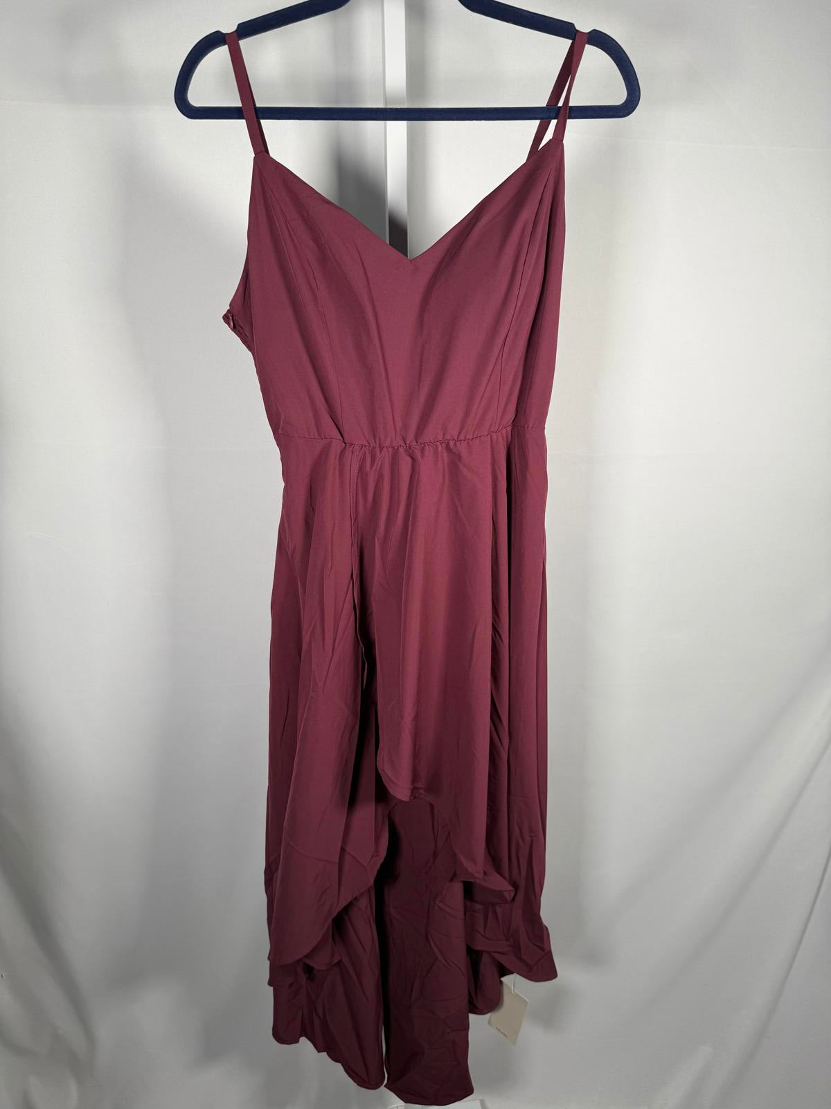 NWT Halara Breezeful Shirred High Low Flowy Quick Dry Maxi Slip Dress Amaranth L