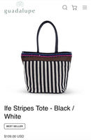 Guadalupe Ife Stripes Tote - Black / White
