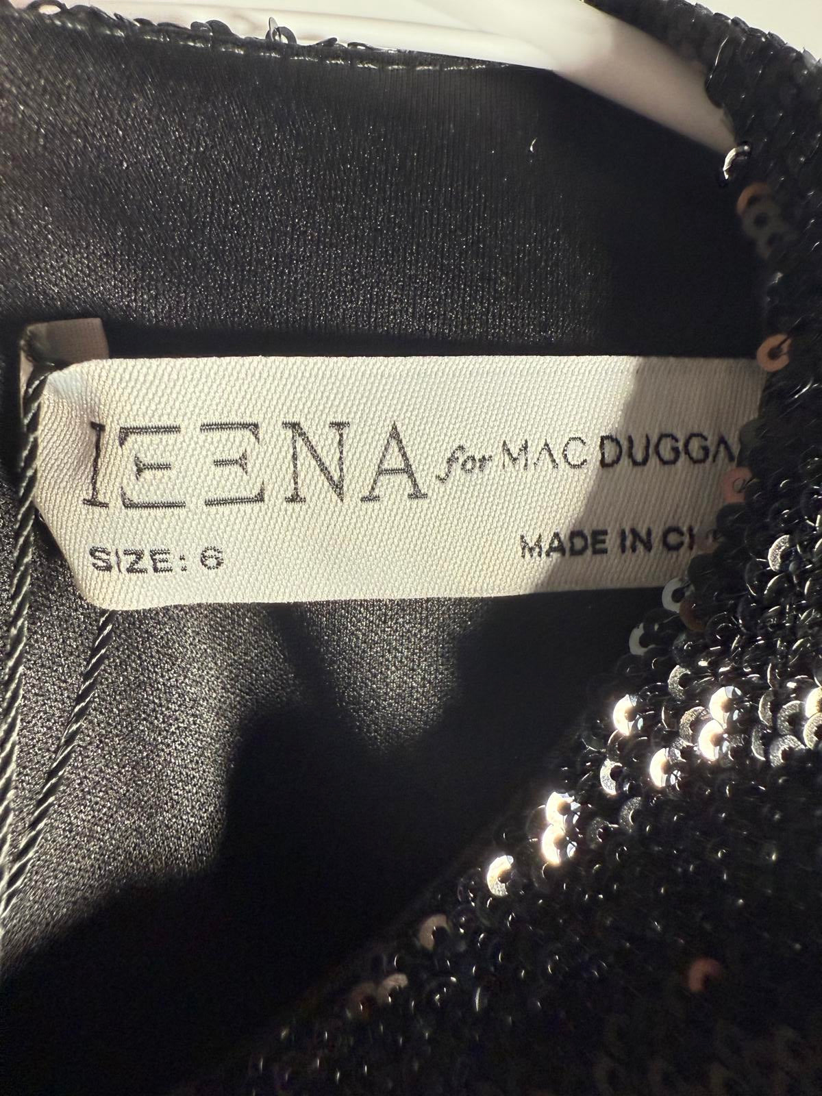 NWT Mac Duggal Apparel Black Sequined Structured Faux Blazer Mini Dress Size 6