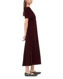 The Kooples Velvet Short Sleeve Midi Dress - Burgundy (French Size 0)