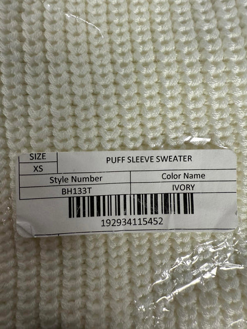 NWT English factory Puff Sleeve Sweater Ivory Size XS