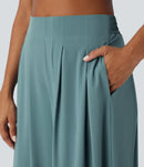 NWT Halara Breezeful Blue High Waist Shirred Flowy Palazzo Pants Size Large