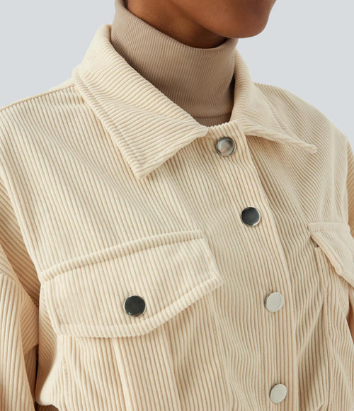 NWT Halara Pocket Cropped Corduroy Casual Jacket Cloud Cream Size Small