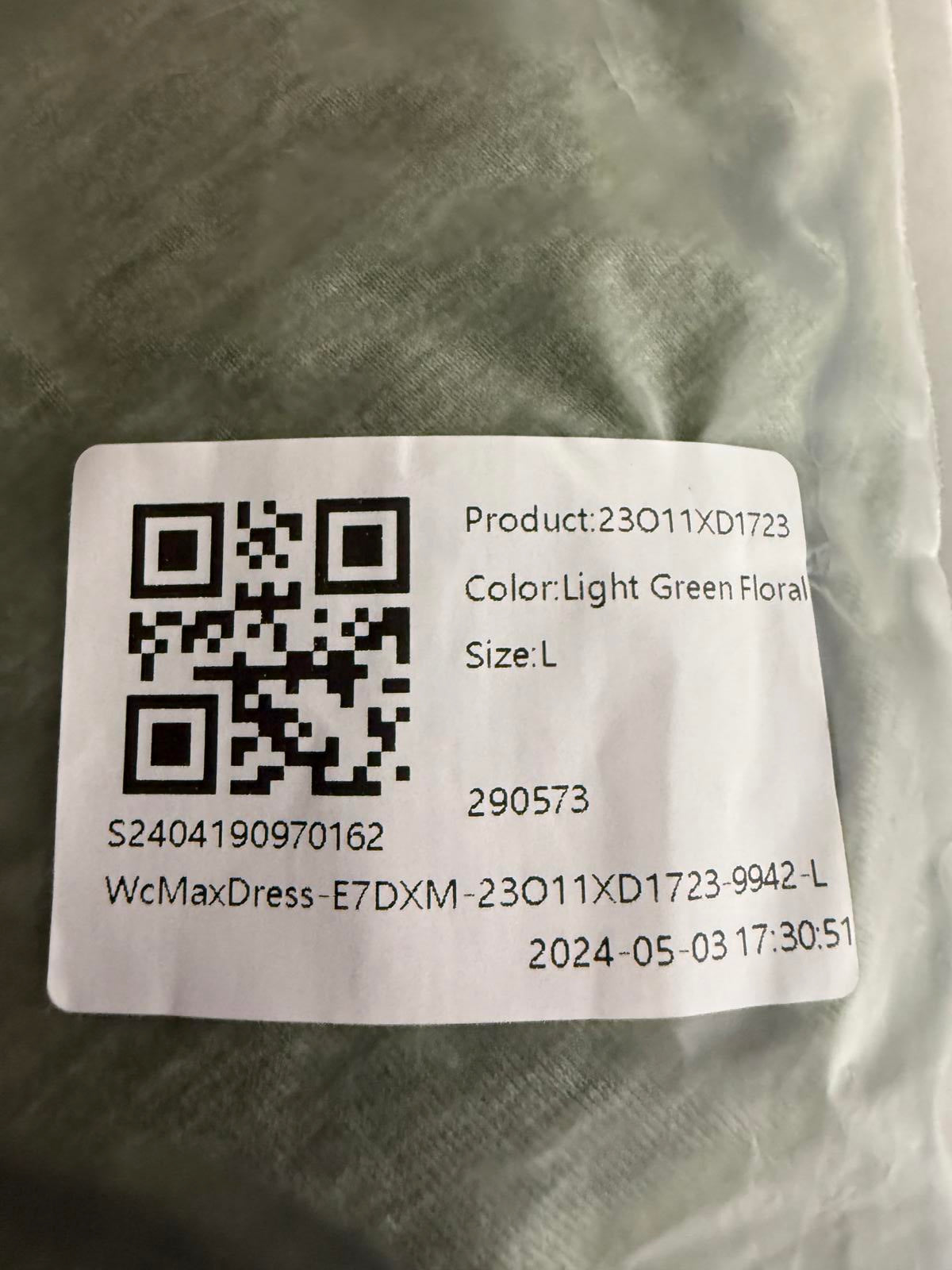 NWT Halara V Neck Tie Back Ruched Maxi Slip Dress Light Green Floral Yarn L