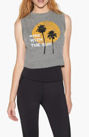 NWT Spiritual Gangster Shady Palm Crawford Crop Cotton Graphic Tank, Size XL