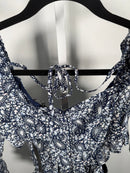 Lulus Blissful Sweetie Navy Blue Paisley Tiered Cutout Midi Dress - S NWT