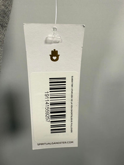 Spiritual Gangster "La Vida" Heather Gray Off The Shoulder Sweatershirt - XS