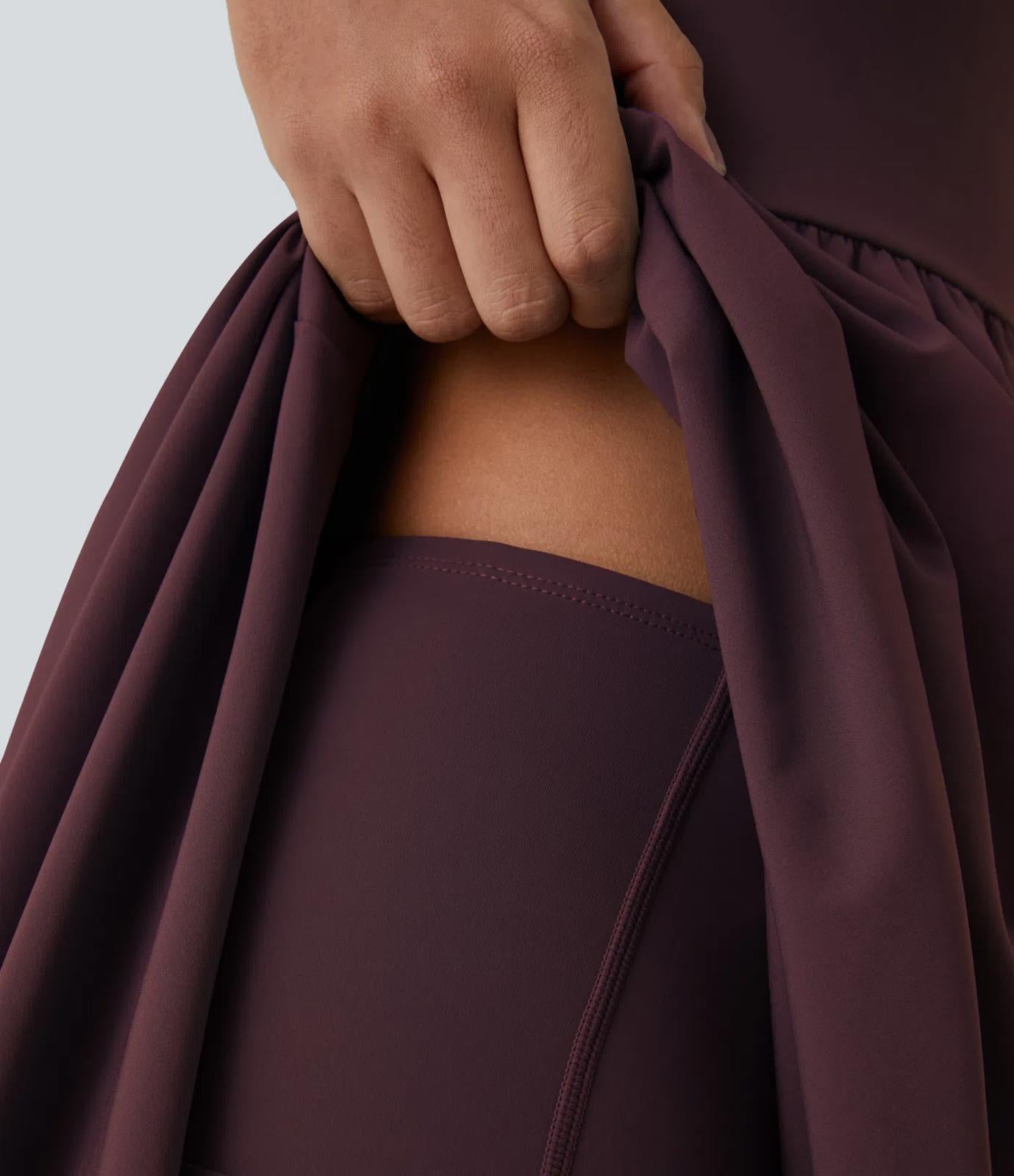 NWT Halara Breezeful High Low 2 Piece Pocket Flowy Midi Casual Dress Amaranth -M