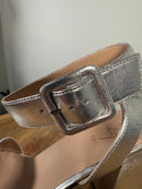 27 EDIT Naturalizer Jaselle Metallic Leather Ankle Strap Platform Sandals - 8.5