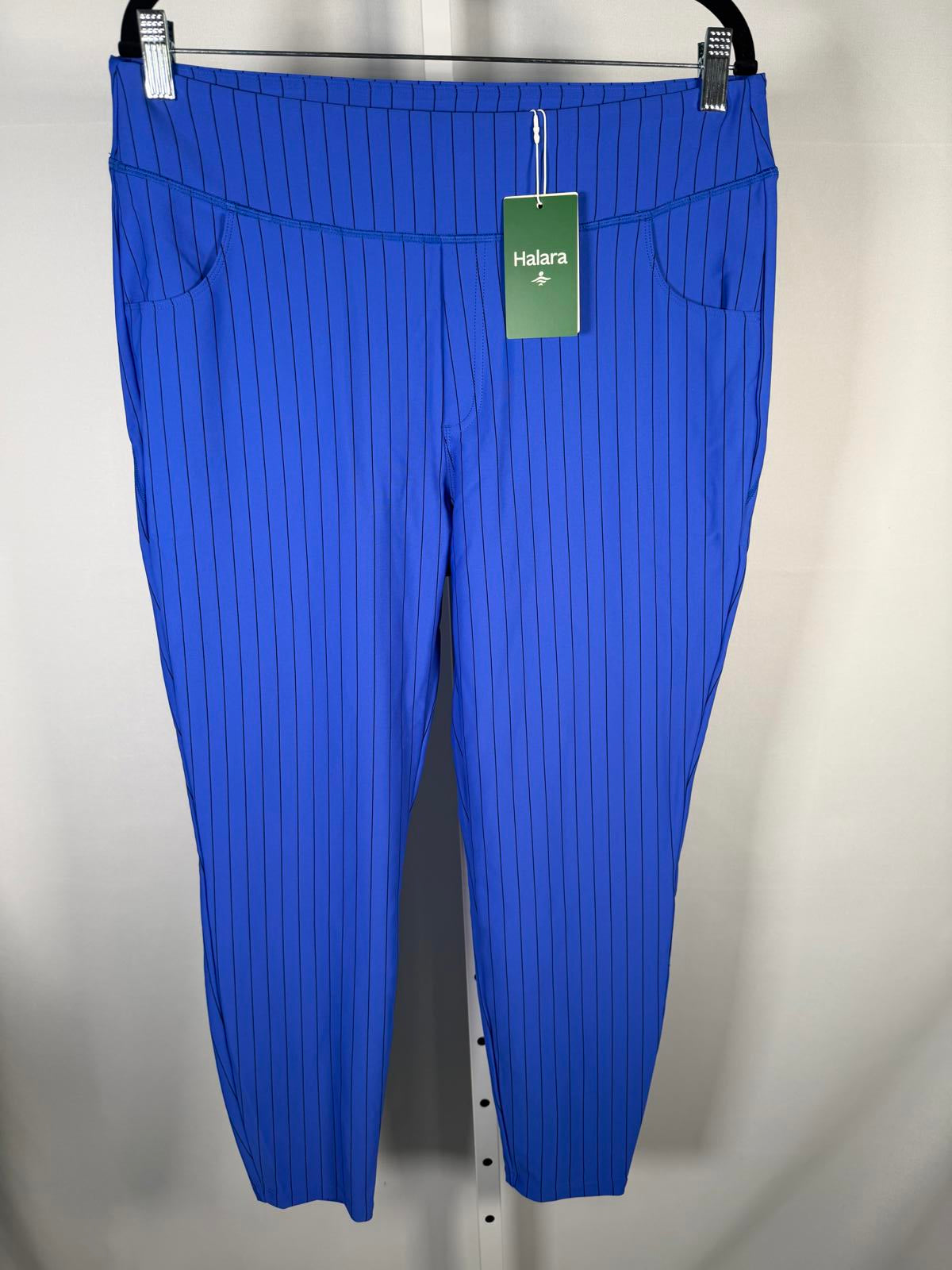 NWT Halara Women's Casual Blue Pinstripe Pants 7/8 Length Size M