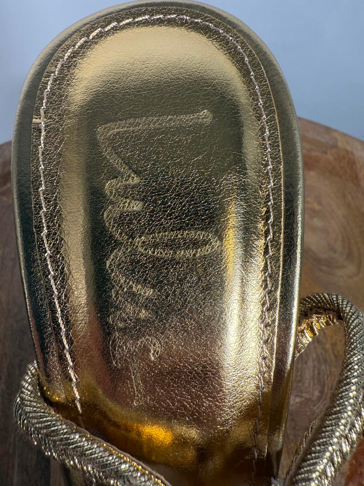 Lulus Seelah Gold Metallic Strappy Platform High Heel Sandals - 11 NWB