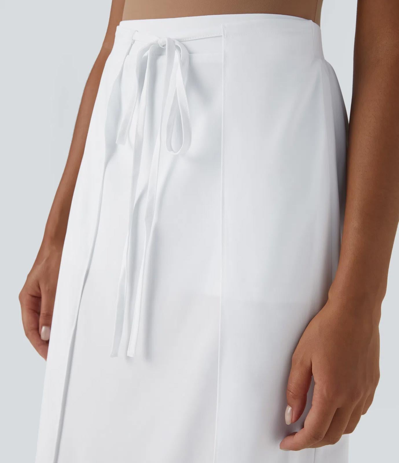 NWT Halara Breezeful Tie Front Flowy 2-in-1 Maxi Casual Skirt White L