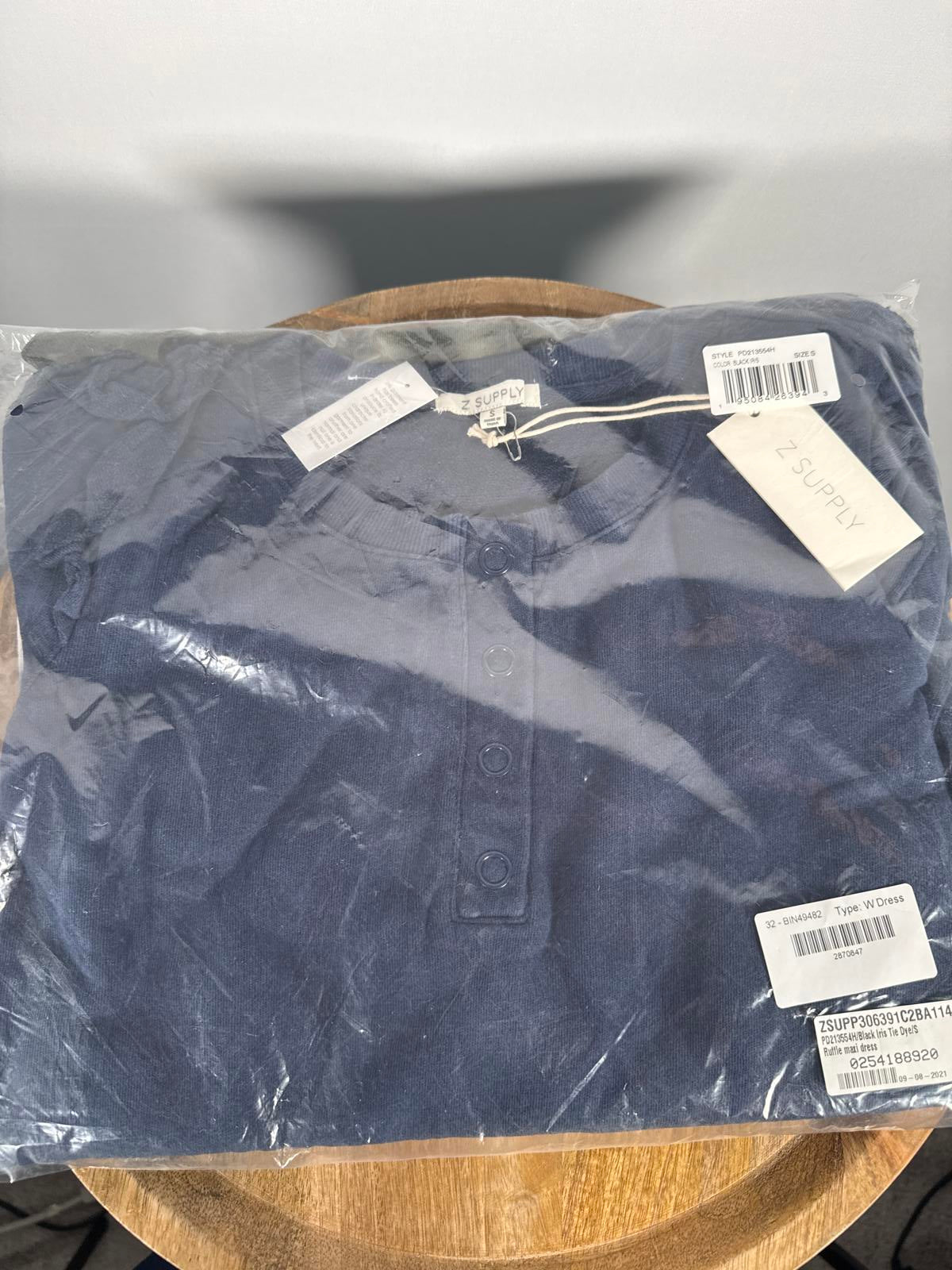 NWT Revolve by Z Supply Black Iris Tie Dye Ruffle Maxi Dress Size Small