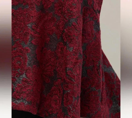 NWT Rachel Parcell Metallic Floral Jacquard Fit & Flare Skirt Deep Red Size 8