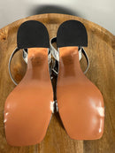 NIB Pretty Little Thing Silver Metallic Thick Strap Block Heeled Sandals Size 5