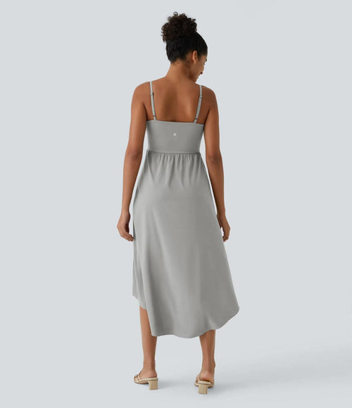 NWT Halara Breezeful High Low 2-Piece Pocket Flowy Casual Dress Ghost Gray S