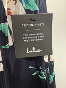 Lulus All About Love Navy Blue Floral Print Midi Dress - XS NWT