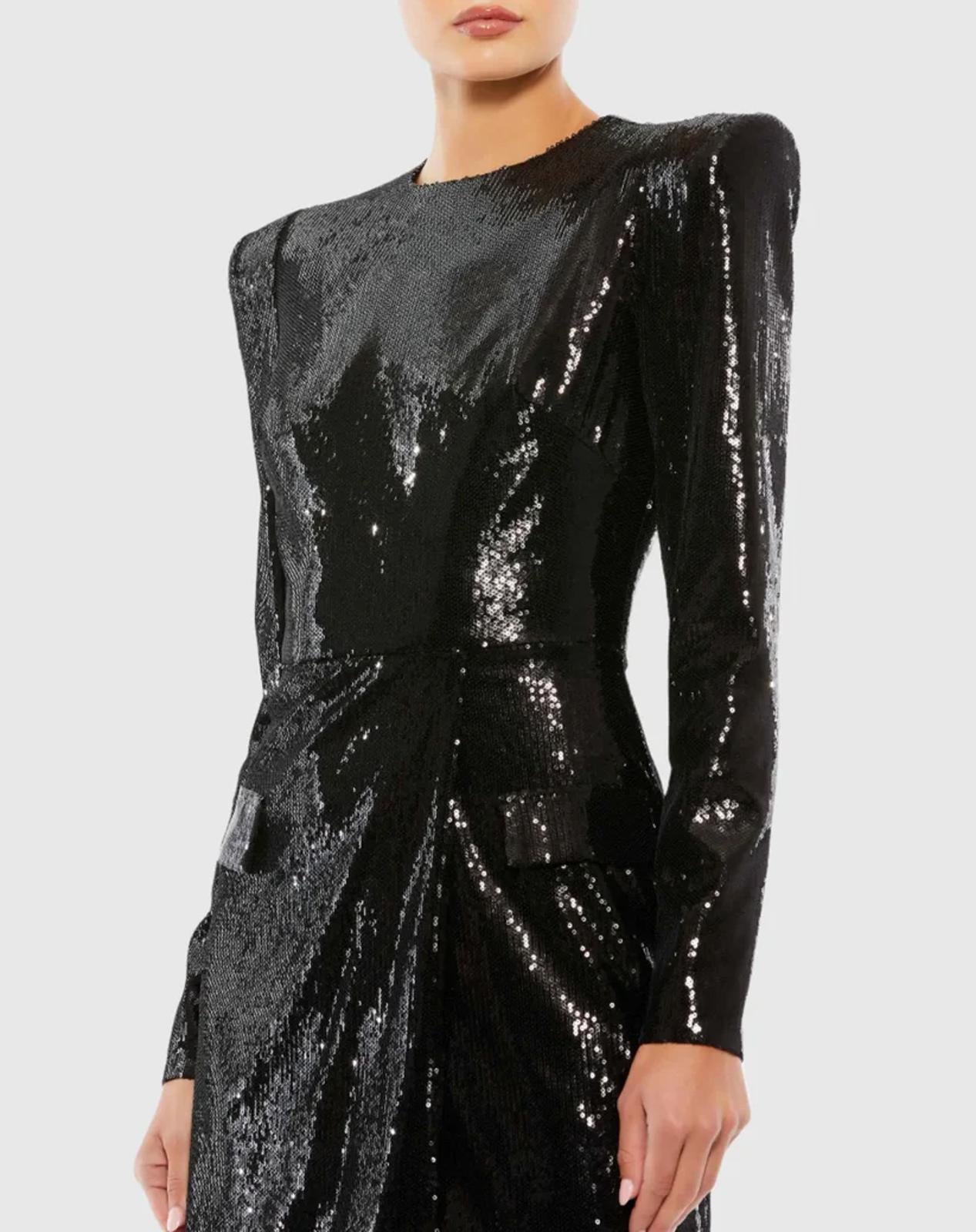 NWT Mac Duggal Apparel Black Sequined Structured Faux Blazer Mini Dress Size 6