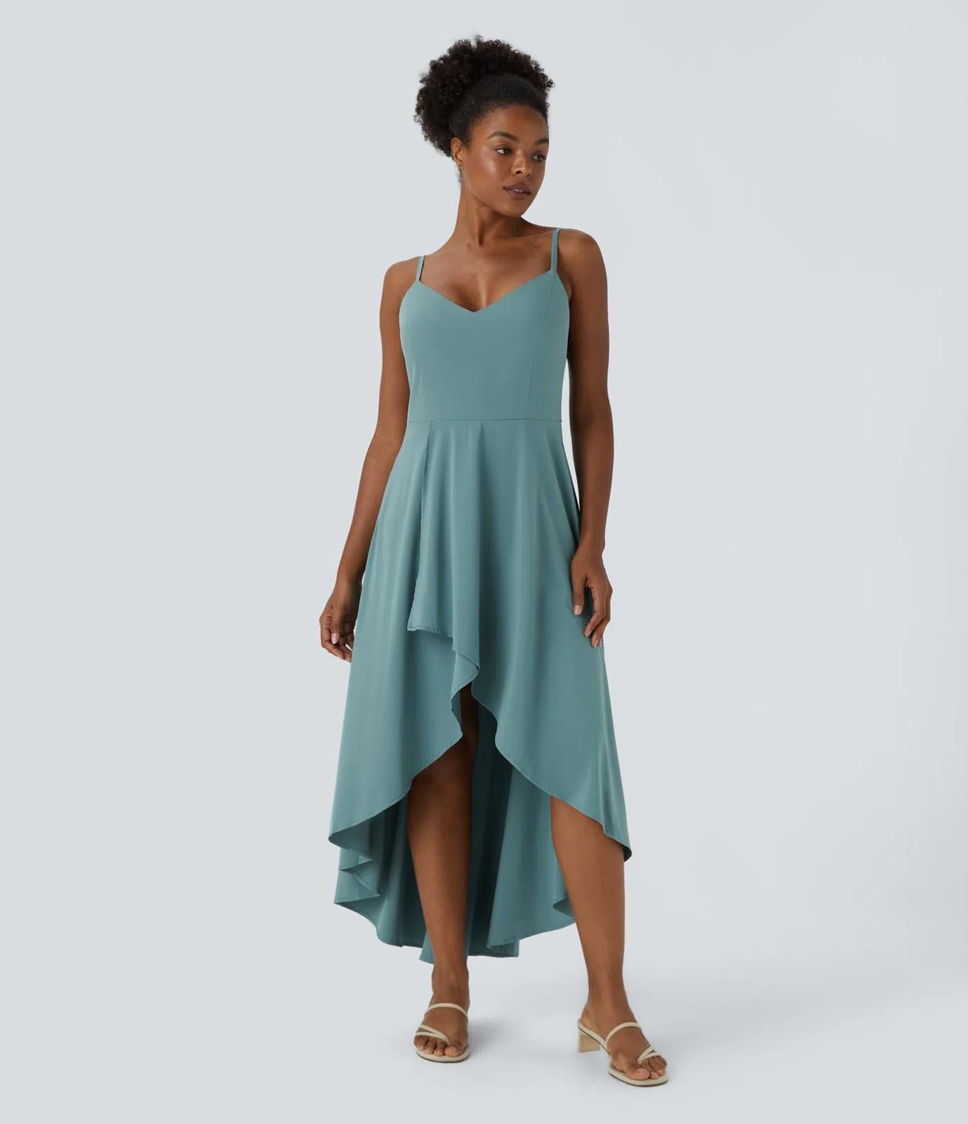 NWT Halara Breezeful™ Shirred High Low Flowy Quick Dry Maxi Slip Dress Size M