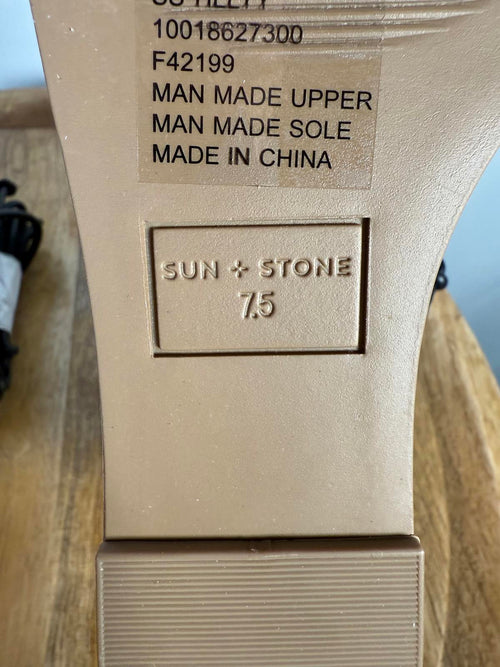 NWB Sun + Stone Tillyyp Womens Faux Leather Heeled Wedge Sandals 7.5