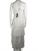 Lulus Elaborate Love White Lace Bustier Tiered High-Low Maxi Dress Size M