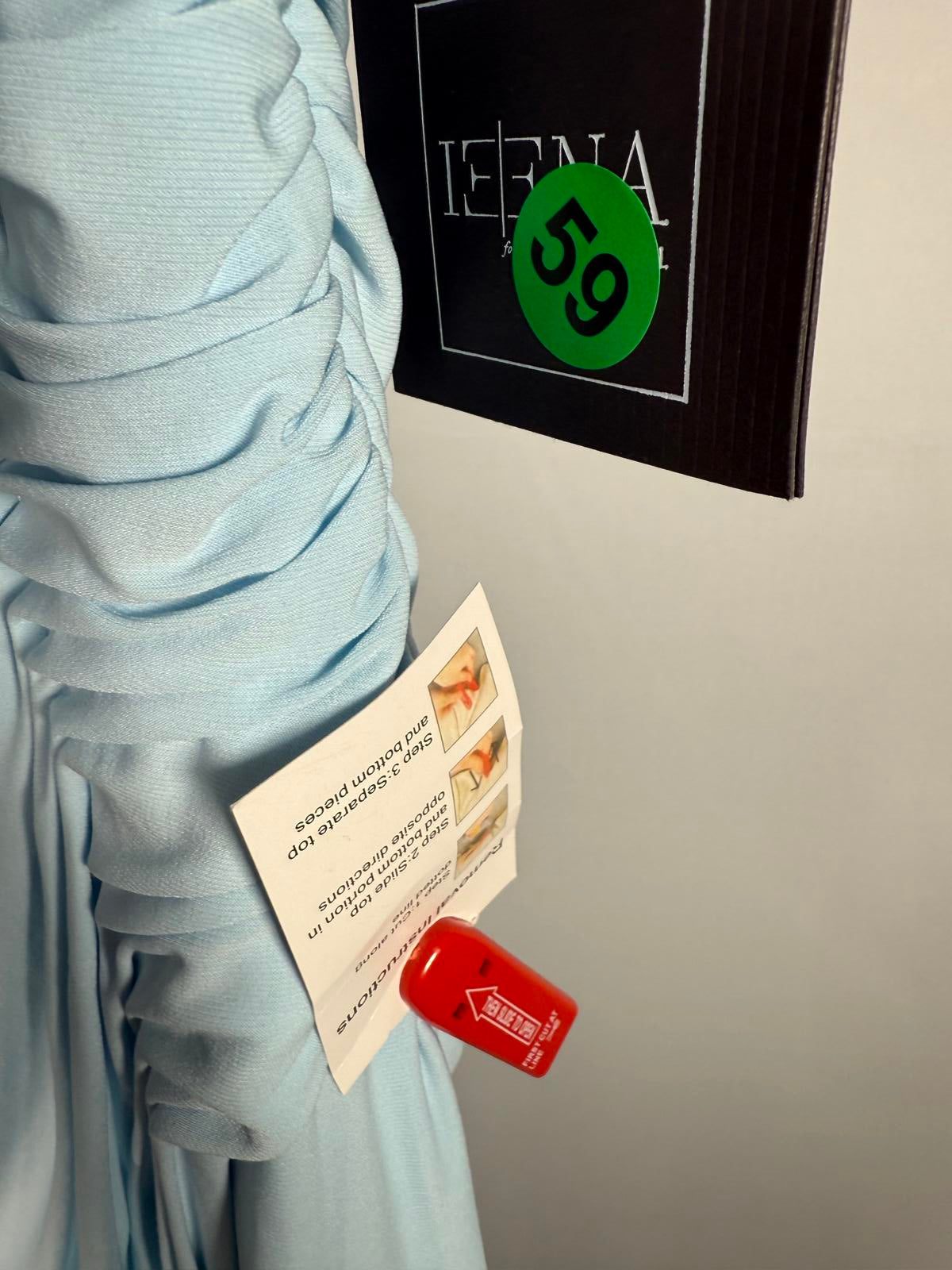 NWT MacDuggal Foldover Long Sleeve Jeweled Midi Dress Powder Blue Size 0